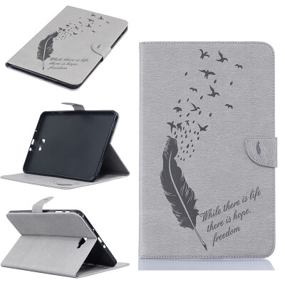 

Gray feathers Style Embossing Classic Flip Cover with Stand Function and Credit Card Slot for SAMSUNG GALAXY Tab A 10.1 T580N