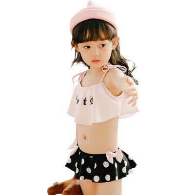 

Qiaohai (QIHAI) 6601-6 new large children's children's swimwear separate girls sexy wave point Korean hot spring swimwear pink XXL code