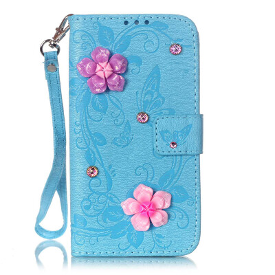 

Blue Butterfly Design PU Leather Flip Cover Wallet Card Holder Case for SAMSUNG A310