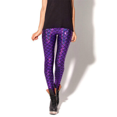 

Mermaid Shiny Dotted Dragon Fish Scale Leggings Fashion Open Bright Color