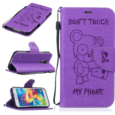 

Purple Bear Style Embossing Classic Flip Cover with Stand Function and Credit Card Slot for SAMSUNG Galaxy S5