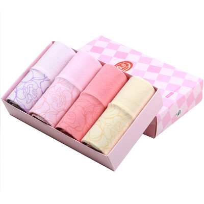 

Langsha ladies underwear printed cotton high waist abdomen hip stretch cotton lapel 4 gift box 170 XL