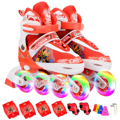 

Armor Warriors Children's Roller Skates Men's and Women's Outdoors Toys Ice Skates Eight Wheel All Flash Skates KJ336 Red  Code