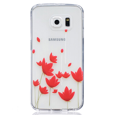 

Red flower Pattern Soft Thin TPU Rubber Silicone Gel Case Cover for SAMSUNG GALAXY S6 Edge