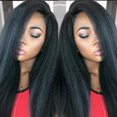 

Brazilian Kinky straight wig glueless lace front human hair wigs for black women kinky straight lace front wig 130 density