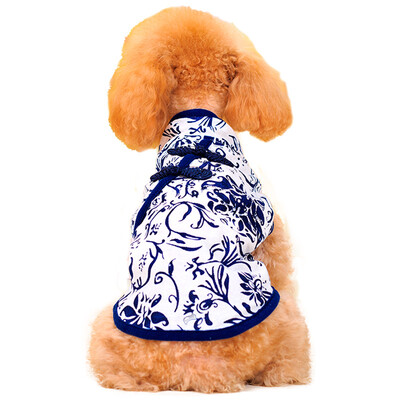 

Huapeng pet (hoopet) blue and white porcelain pet cheongsam cat and dog clothes spring and autumn loaded dog feet loaded M