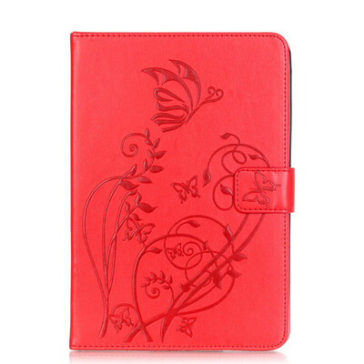

Red Flower Design PU Leather Flip Cover Wallet Card Holder Case for IPAD 234