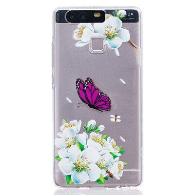 

Purple Butterfly Pattern Soft Thin TPU Rubber Silicone Gel Case Cover for HUAWEI P9
