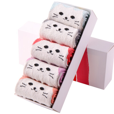 

Arctic velvet 5 pairs of women in the tube socks female autumn&winter wool socks warm cartoon socks women are code