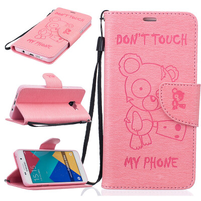 

Pink Bear Style Embossing Classic Flip Cover with Stand Function and Credit Card Slot for SAMSUNG Galaxy A5 2016/A510