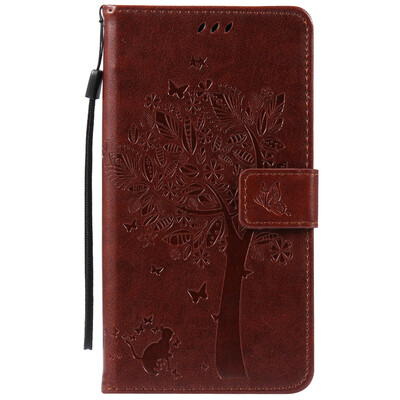 

Brown Tree Design PU Leather Flip Cover Wallet Card Holder Case for HTC 825