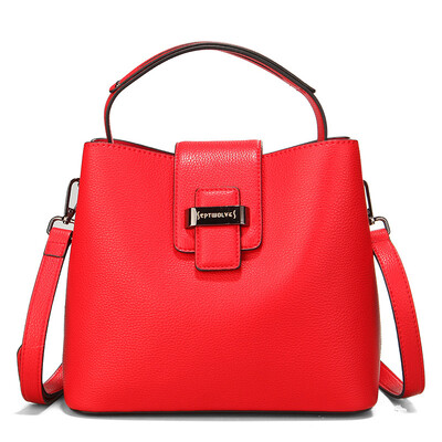 

Seven wolves SEPTWOLVES ladies handbag new buckle zipper shoulder bag fashion trend simple wild lady bag red 2A5355081-21