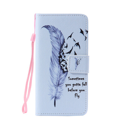 

Blue Feather Design PU Leather Flip Cover Wallet Card Holder Case for SAMSUNG A510 A52016