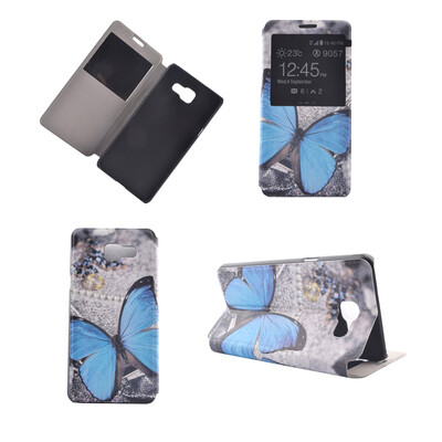 

Blue Butterfly Design Кожа PU откидной крышки Кошелек для карты памяти Чехол для Samsung Galaxy A5 2016