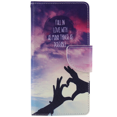

Hands Love Design PU Leather Flip Cover Wallet Card Holder Case for SONY M2