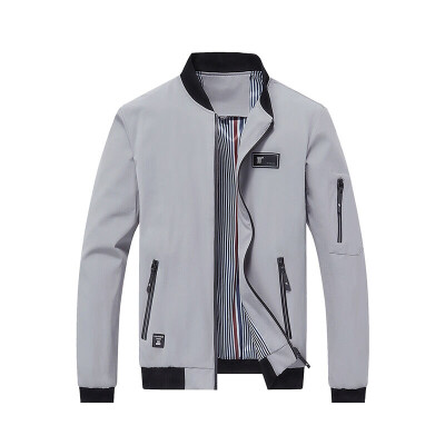 

Le Xiyuan jacket male Korean version of casual Slim collar collar fashion solid color men jacket 1702 gray