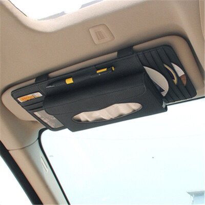 

Hua Zhuang car CD entrained tissue box sun visor car CD bag CD bag with tissue boxes certificate folder gray