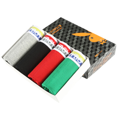 

Playboy men&39s underwear Men&39s elastic cotton solid underwear in the waist U lapel bag Comfortable breathable underwear 4 loaded flowers gray red green black XL 175100