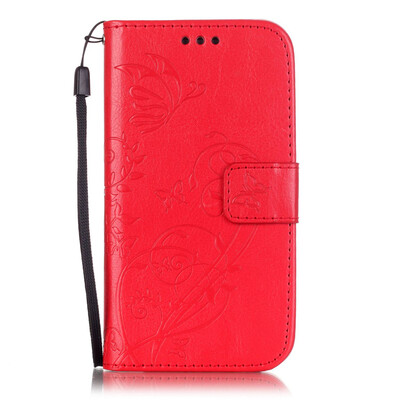 

Red Flower Design PU Leather Flip Cover Wallet Card Holder Case for SAMSUNG S2