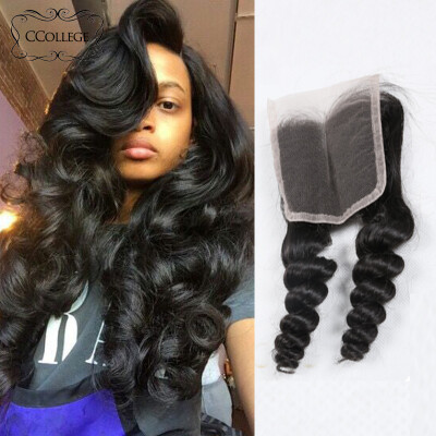 

Перуанский Loose Wave Closure Свободный / Средний / Три части Loose Wave Closure 8-30 дюймов 8A Перуанский закрытие Loose Wave Human Hair Closure