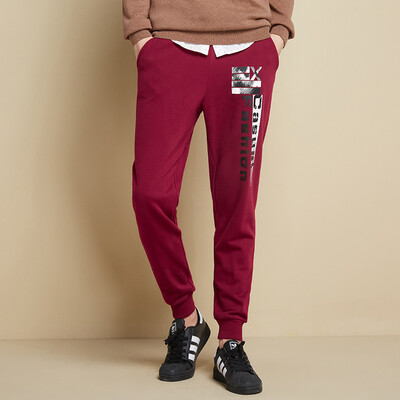 

Semir Men's lace in the low-waist letter striped print casual pants 19316271902 red wine 7400 L