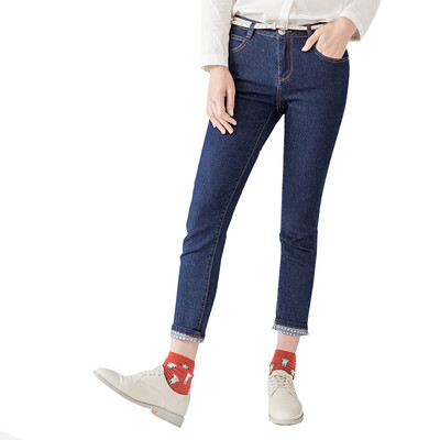 

Yan Man INMAN elastic thin legs pants nine pants leggings denim blue  1863334579