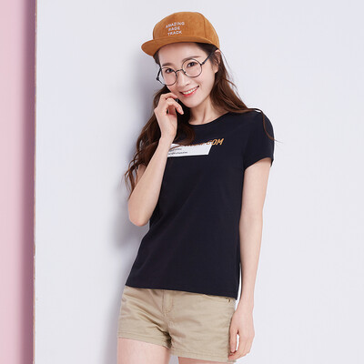 

Semir T-shirt short-sleeved T-shirt female Slim Korean summer ladies collar collar 12216000355 black XL