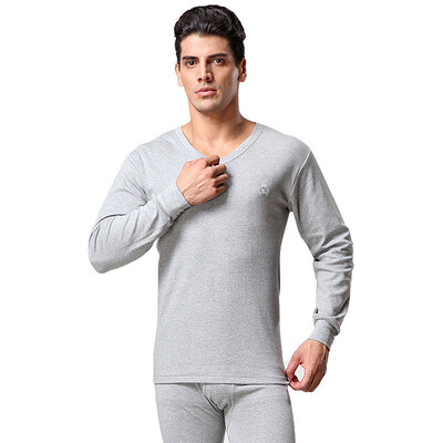 

Seven wolves autumn clothing long trousers mens cotton thermal underwear set V-neck winter mens thin section bottoming cotton sweater 98146 light gray 3XL