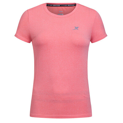 

Jingdong Supermarket] Xtep (XTEP) women's sportswear comfortable and breathable running short-sleeved T-shirt light jacket 883128019030 light powder