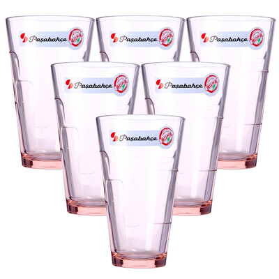 

Jingdong supermarket] Pasha Paji (Pasabahce) pink glass water cup long drink cup juice drink cup 6 installed 340ml 52500
