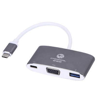 

Aurora CHOSEAL USB 31 TYPE C-C VGA USB30 Apple multi-function converter aluminum shell silver gray QD6312
