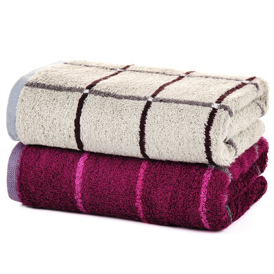 

【Jingdong Supermarket】 Bamboo Kam Towel Home Textiles Bamboo Fiber Sulun Style Couples Lattice Towels 2 Pack Khaki / Purple Red 110g / Article 34 × 76cm