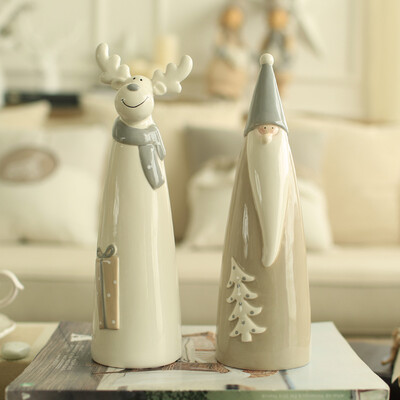 

Jingdong Supermarket Mizi home elk Santa Claus ceramic ornaments two sets of high profile