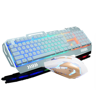 

Metal Gaming Keyboard Mouse Set Rainbow Backlit Keyboard Computer Peripherals