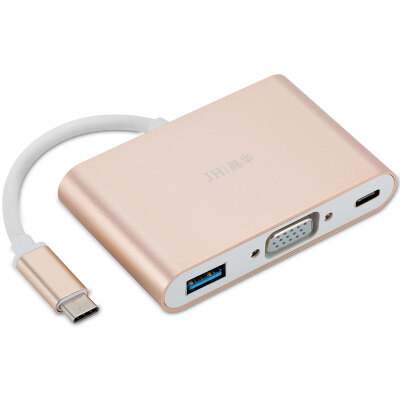 

Crystal King (JH) 3515 Type-C Adapter Type to VGA + HUB Converter Line Apple New MacBook USB-C Charging Adapter Connector with USB3.0 HUB Hub Splitter