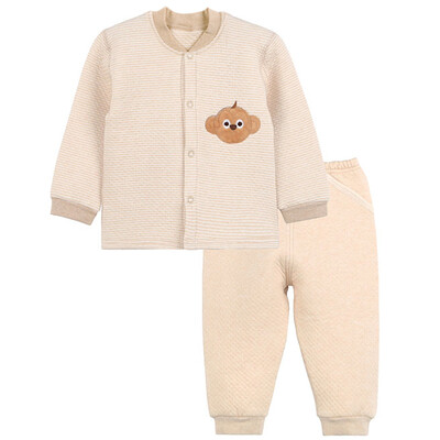 

Xin Song baby color cotton warm letter envelope suit neonatal autumn and winter warm color cotton underwear shirt pants suit natural green D072D90