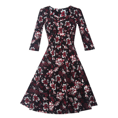 

Plus Size Women Dress 2016 Autumn Dress Full Sleeve Print Square Collar Dresses Cheap Clothes China