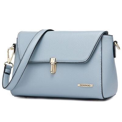 

DOODOO lady bag Messenger bag female shoulder bag female Japan and South Korea simple small square bag handbag OL commuter fashion handbags D6082 flax blue