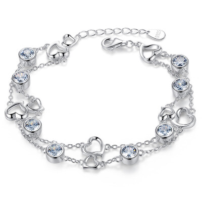 

HAOZHIZUN (HAOZHIZUN) love life bracelet S925 silver bracelet female heart-shaped jewelry love silver jewelry