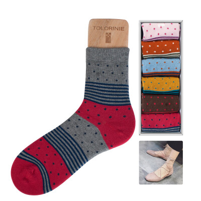 

TOLORINIE Casual cotton socks combed cotton jacquard female socks four season socks cotton socks 6 double K0091