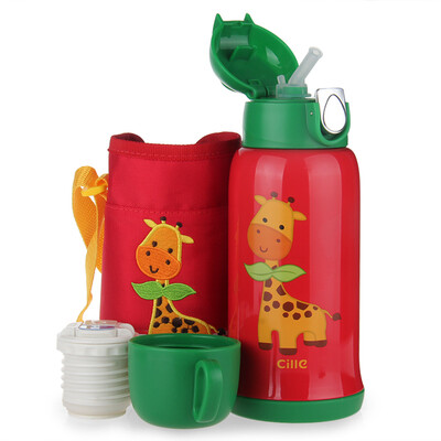 

【Jingdong Supermarket】 Greek music children's insulation Cup 500ml students insulation cups men and women children cups baby straw straight drink cup XB-16205 giraffe
