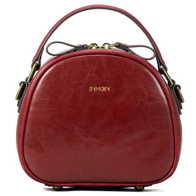 

Yan Man retro oil wax series of handbags sweet bowknot leather bag shoulder bag Messenger bag handbags semi-circular section lovely bag 6862050048 wine red