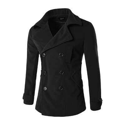 

Men Winter Coats Double breasted Woolen Windbreaker