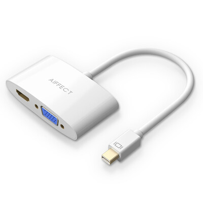 

AIFFECT CTHV41-WR02 Apple Mini Displayport to VGA HDMI 2-in-1 Converter Lightning Interface 4k Mini DP Adapter White