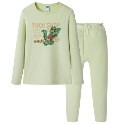 

Three guns Ditz boy boy bean green Shu skin elastic cotton round neck long sleeve underwear sets 29185D0 bean green 110