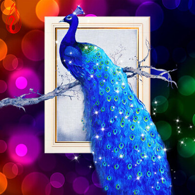 

YGS-83 DIY Diamond Embroidery Diamond Mosaic Peacock Soul Round Diamond Painting Cross Stitch Kits rich flowers Home Decoration
