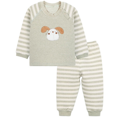 

Xin Song baby color cotton warm sets of sets of newborns autumn and winter warm color cotton underwear shirt pants suit natural green puppy D056D90