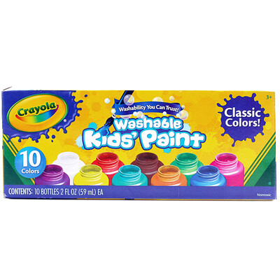 

(Crayola) картины инструмент поделки художественных игрушки детской детских канцтовары 10 цветов жидкой краска пигмент 54-1205 живопись пальца