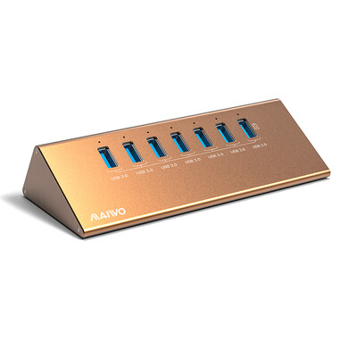 

Mai Wo MAIWO KH107 all-aluminum high-speed 7-port USB30 expansion HUB hub a drop of 7 splitter with power Tuhao gold