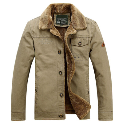 

L-4XL Plus Size Men Cotton Dress Fashion Turn-Collar Thick Winter Coat Solid Casual Full Sleeve Coats Men Clothing